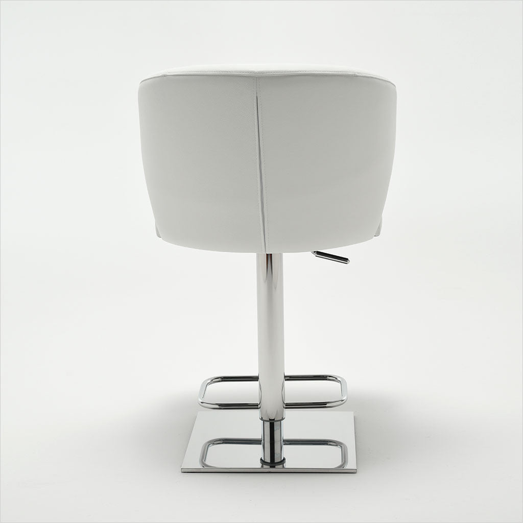 leather barstool with arms and metal pedestal base