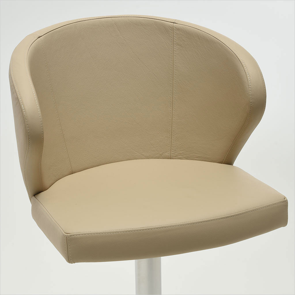 leather barstool with arms and metal pedestal base