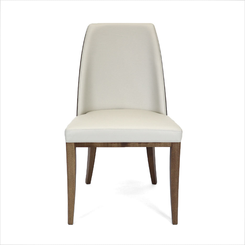 leather dining chair with wood frame