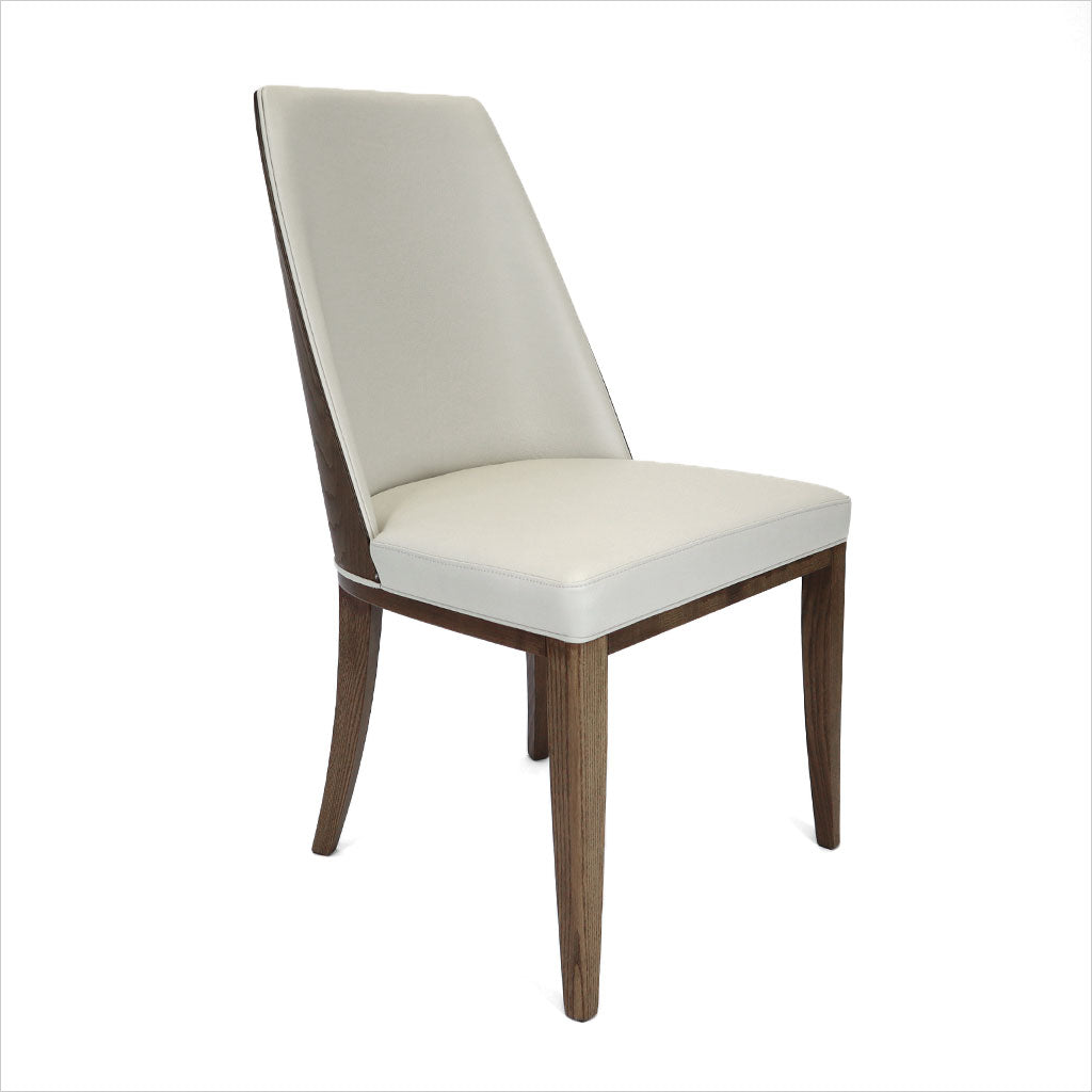 leather dining chair with wood frame