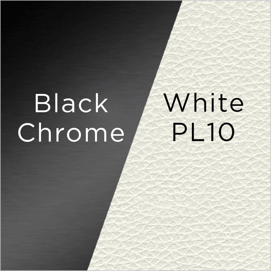 black chrome and white leather swatch