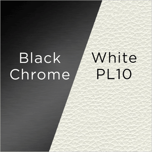 black chrome and white leather swatch