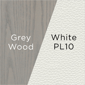 white leather and grey wood swatch