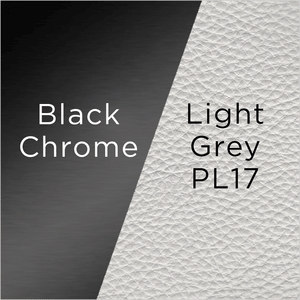 black chrome and light grey leather swatch