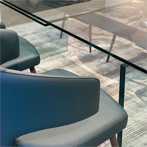 ray chair with glass dining table with extension leaves