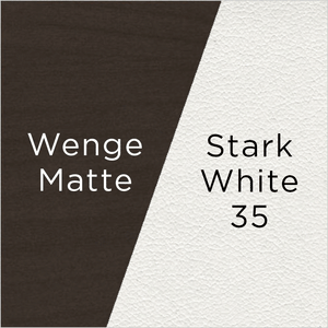 wenge matte wood and stark white eco-leather swatch