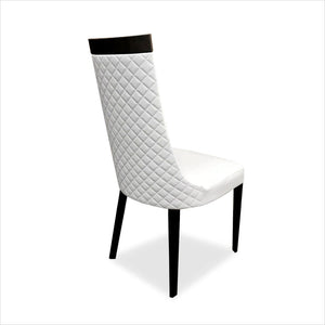 dining chair with quilted diamond pattern on back