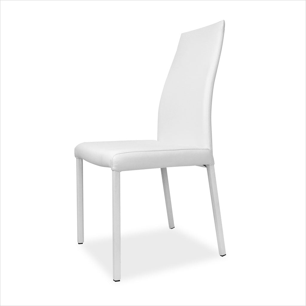 white leather dining chair