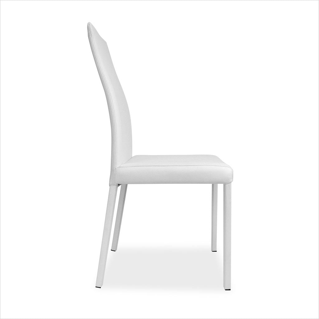 white leather dining chair with metal legs