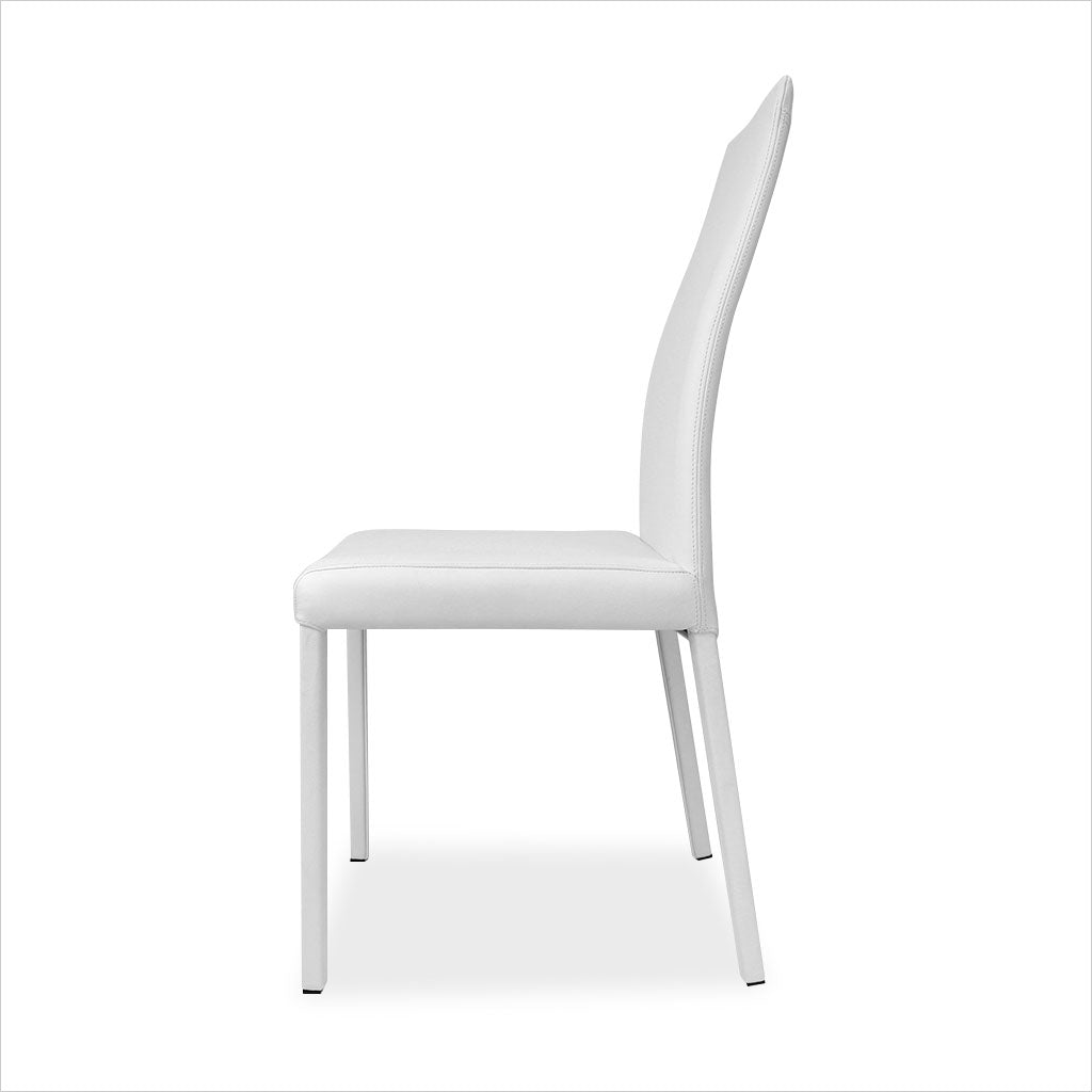 white leather dining chair