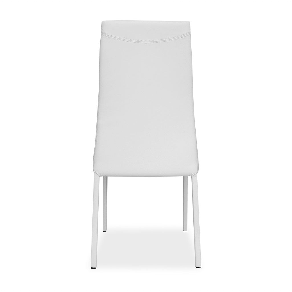 white leather dining chair