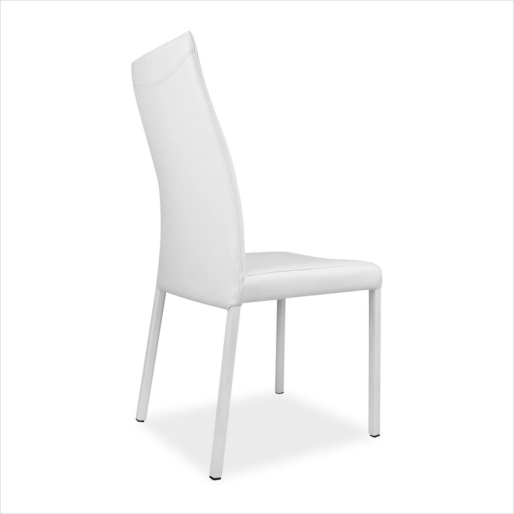 white leather dining chair