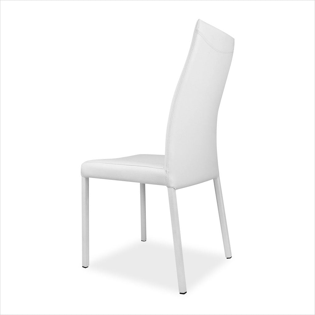white leather dining chair