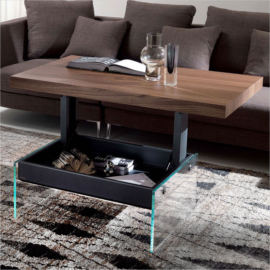 coffee table with adjustable top and storage