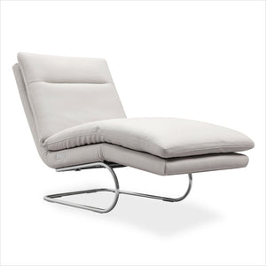 white leather lounge chair with cantilever base