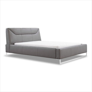 leather platform bed with metal legs