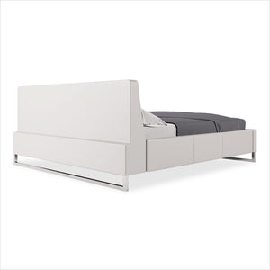 leather platform bed with metal legs