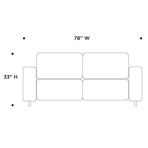 schematic of 2-seat leather loveseat
