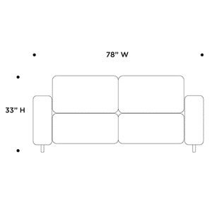 schematic of 2-seat leather loveseat