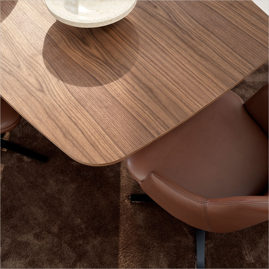 expandable dining table in walnut