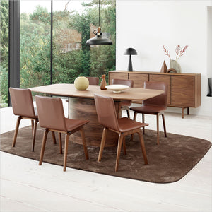 expandable dining table in walnut
