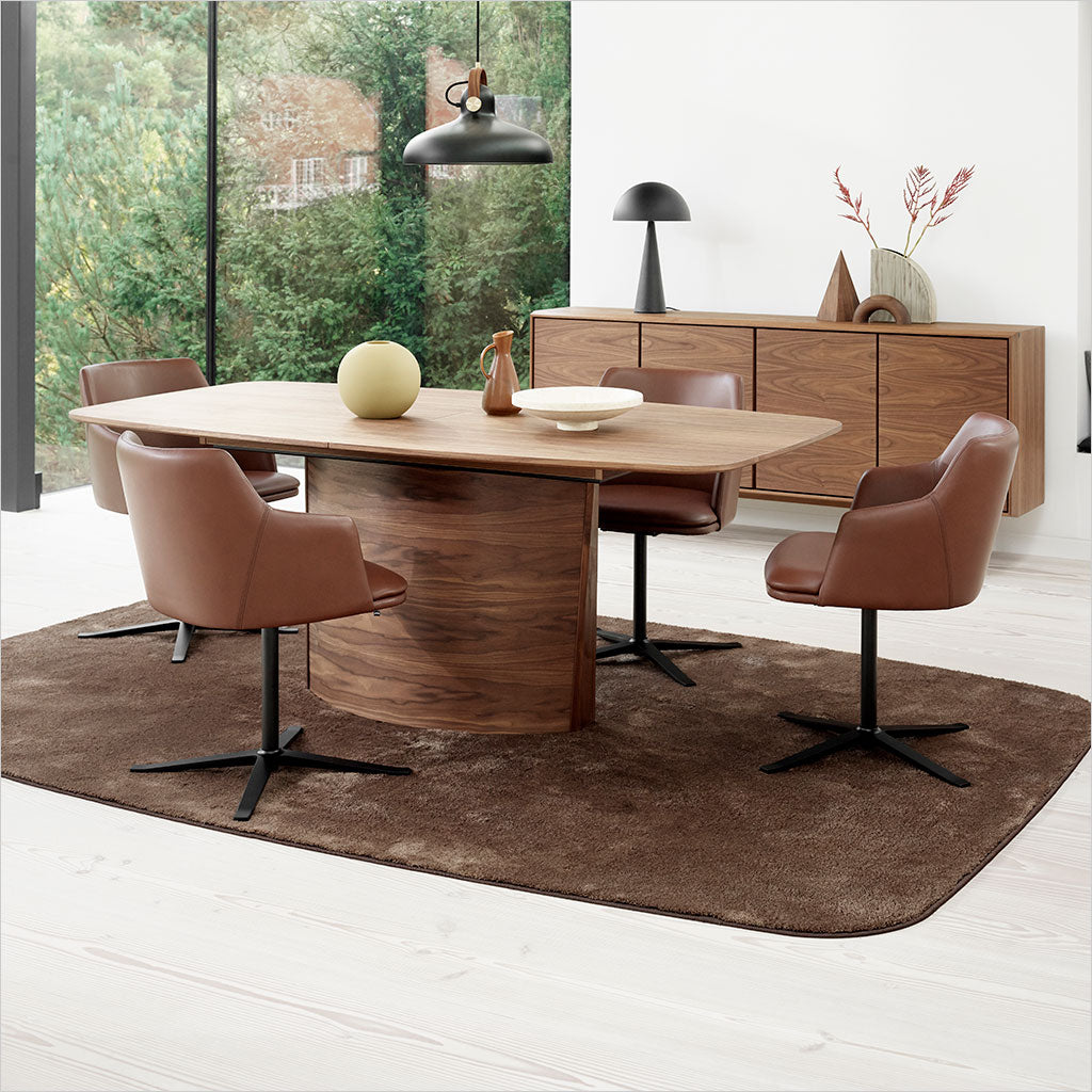 expandable dining table in walnut