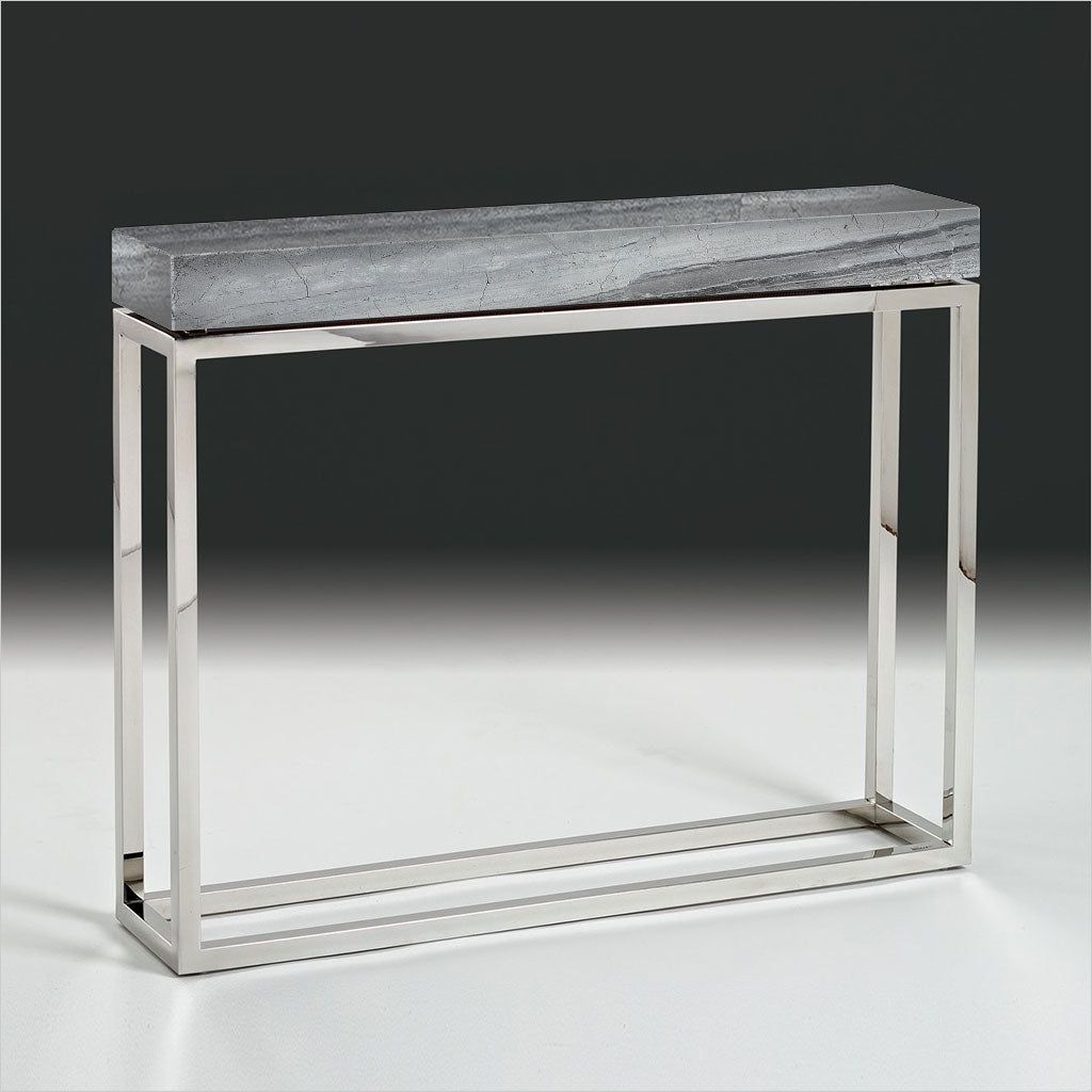 console table with marble top and metal base