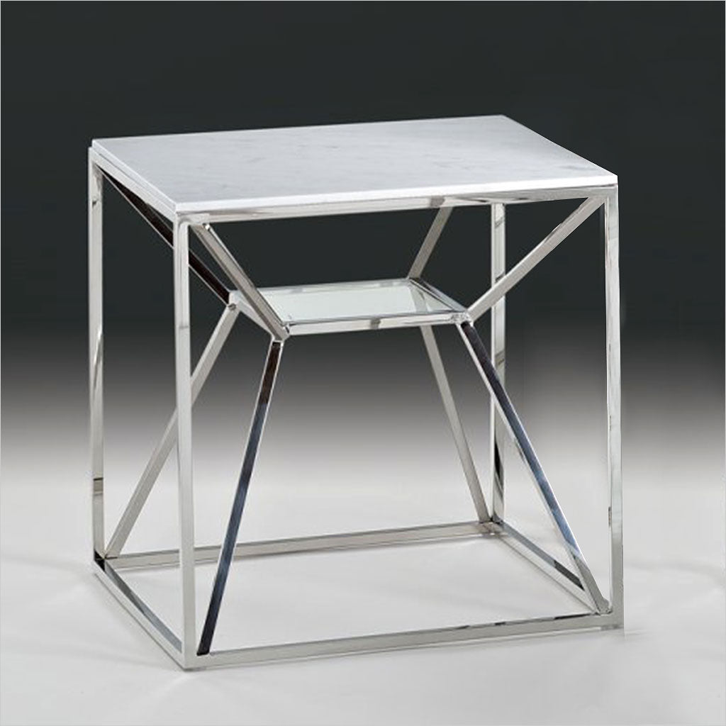 end table with marble top and metal frame