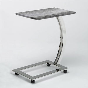 accent table with marble top and polished stainless steel base