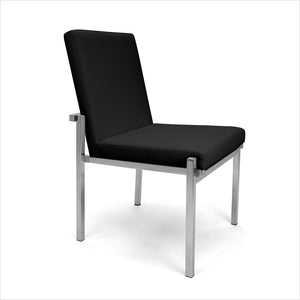 black leather dining chair with metal legs