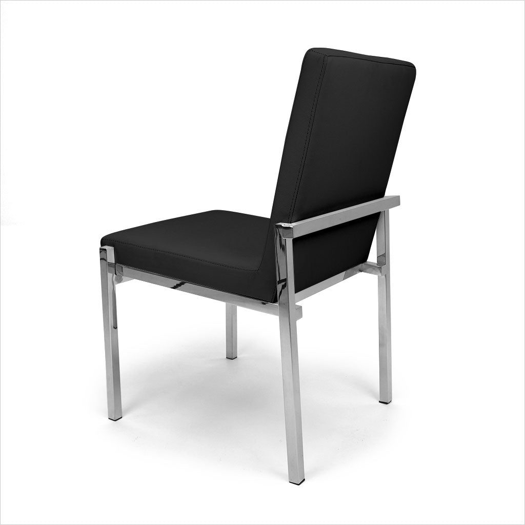 black leather dining chair with metal legs