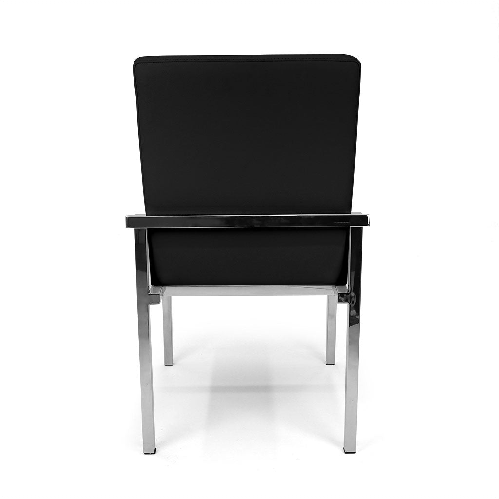 black leather dining chair with metal legs