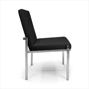 black leather dining chair with metal legs