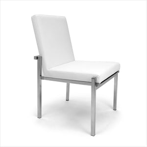 white leather dining chair with metal legs