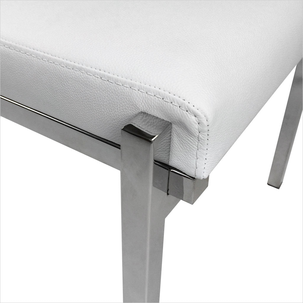 white leather dining chair with metal legs