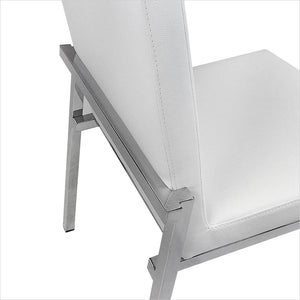 white leather dining chair with metal legs