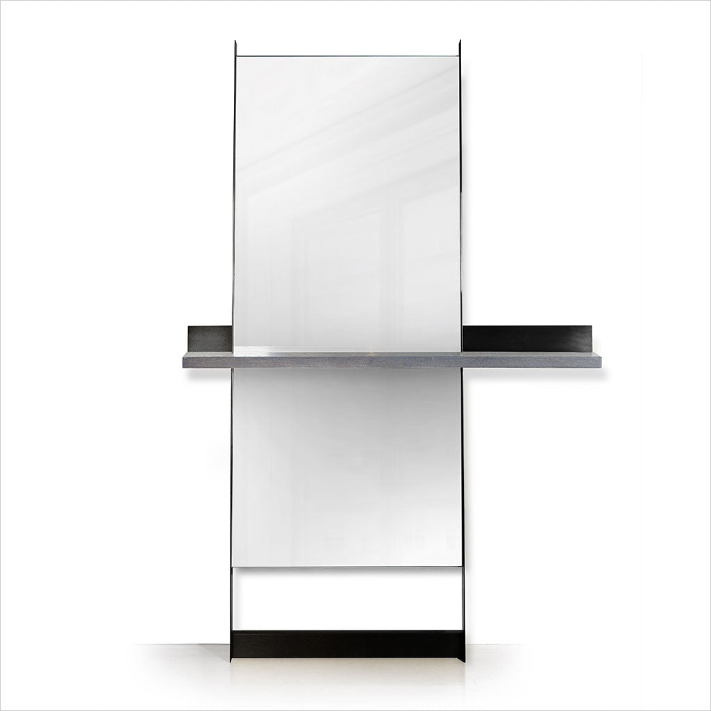 leaning floor mirror with shelf