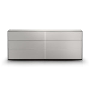 double dresser in grey with glass front and top