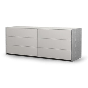 double dresser in grey with glass front and top