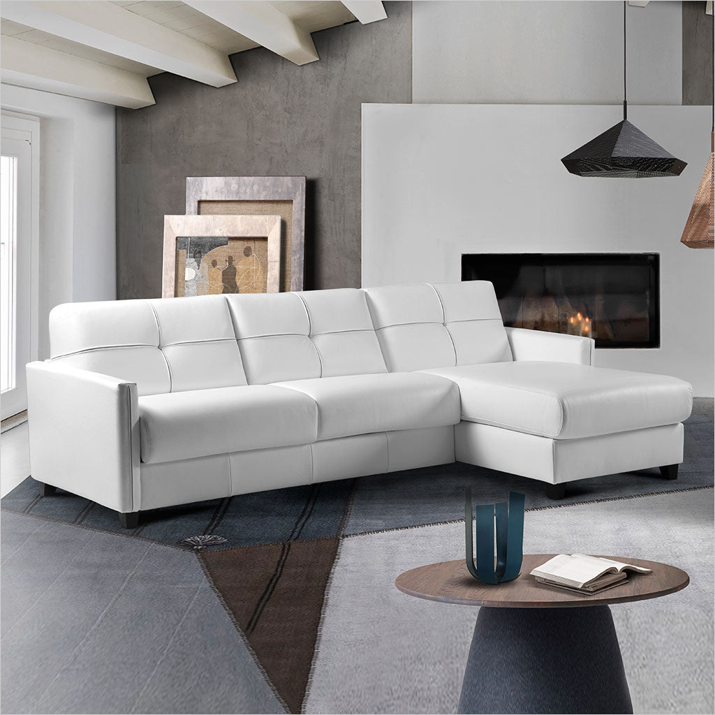 Abra Sleeper Sectional White Leather