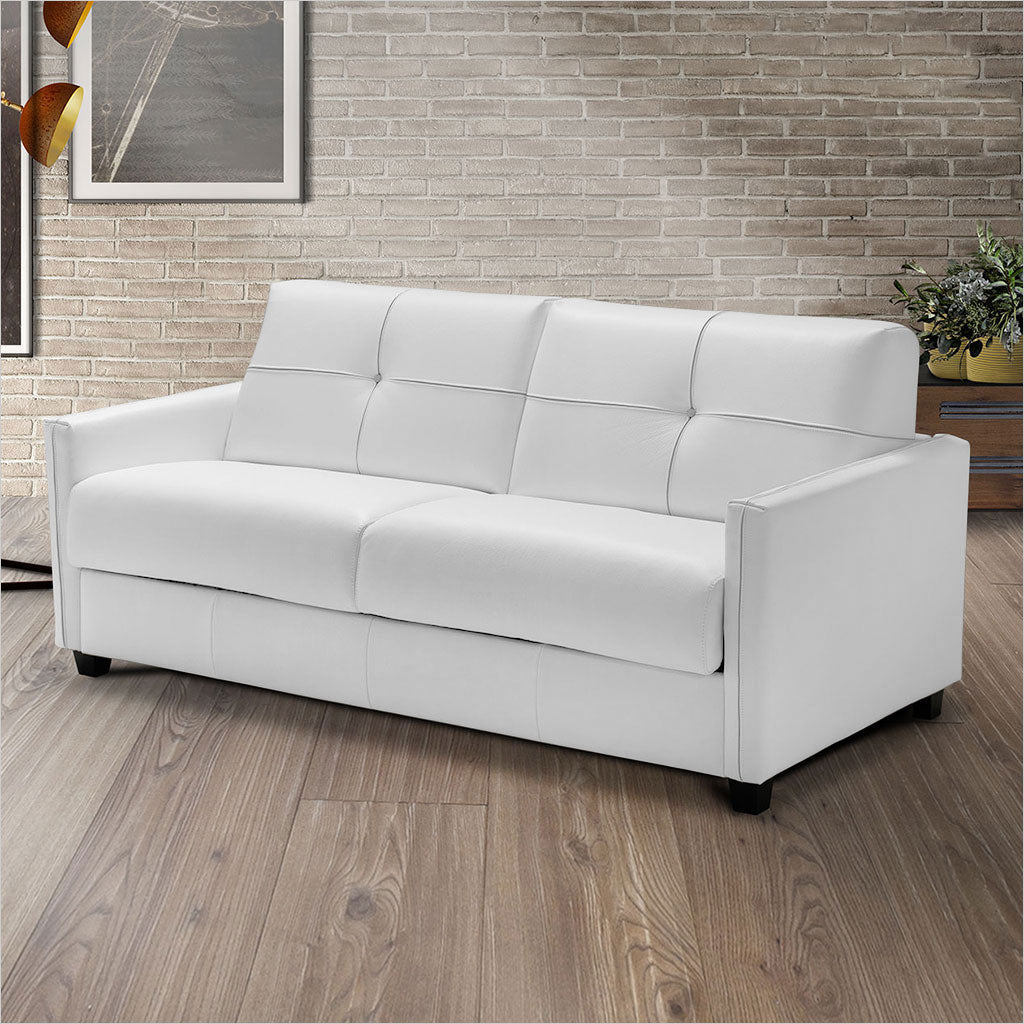 Abra Sleeper Sofa - White Leather - Scan Design