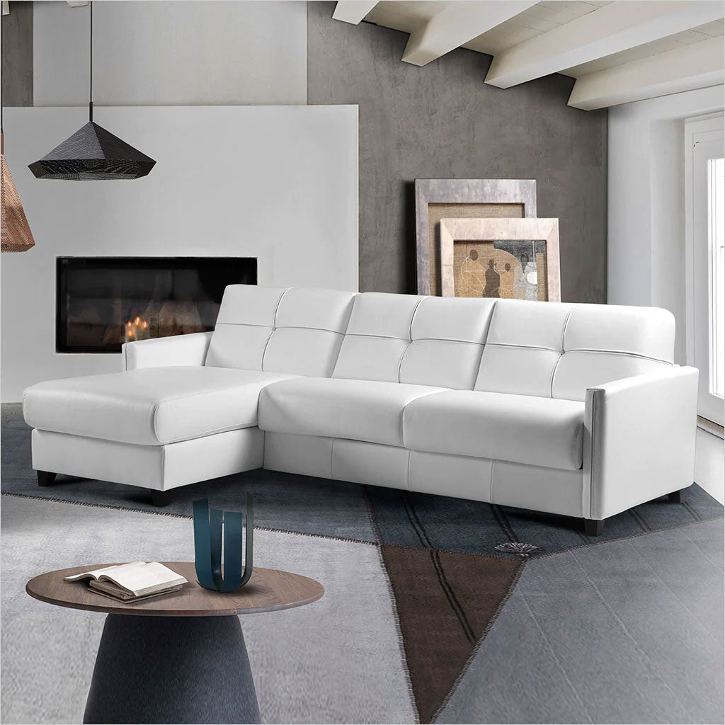 Abra Sleeper Sectional White Leather