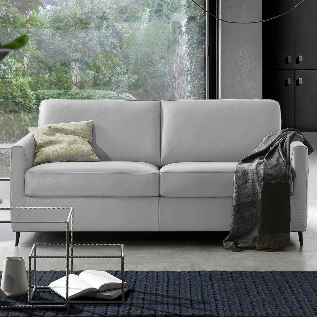 Dejavu Sleeper Sofa Light Grey Leather Scan Design Modern And Contemporary Furniture