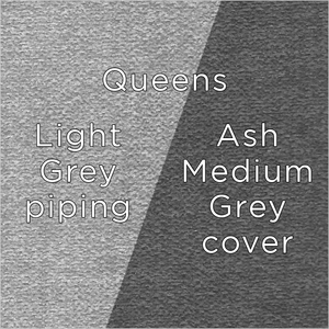 ash medium grey fabric cover with light grey piping swatch