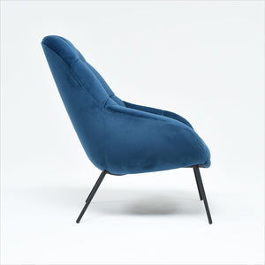 accent chair upholstered in blue fabric