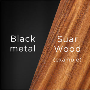 black metal and suar wood swatch