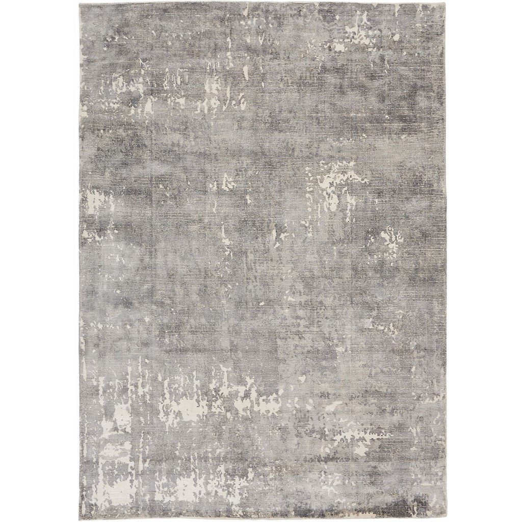 grey loom-knotted area rug
