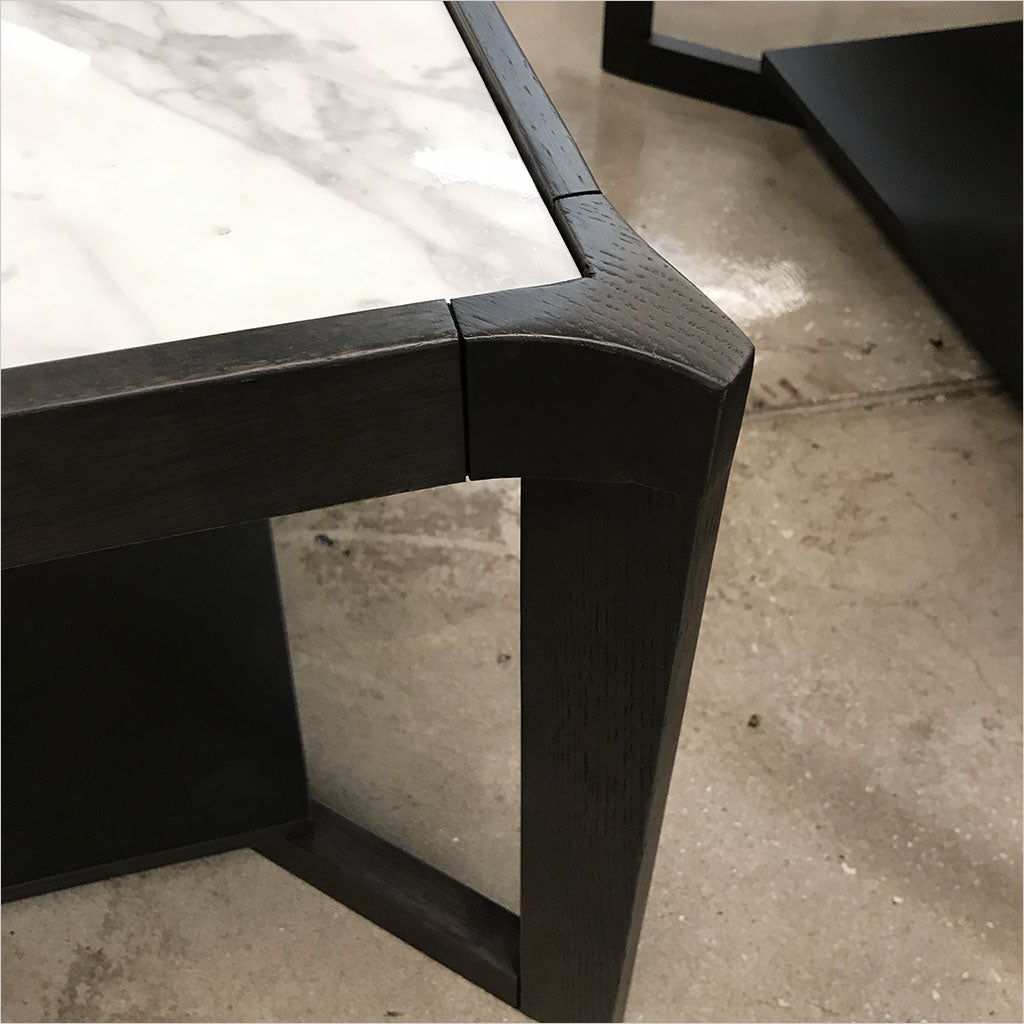 coffee table with white marble top