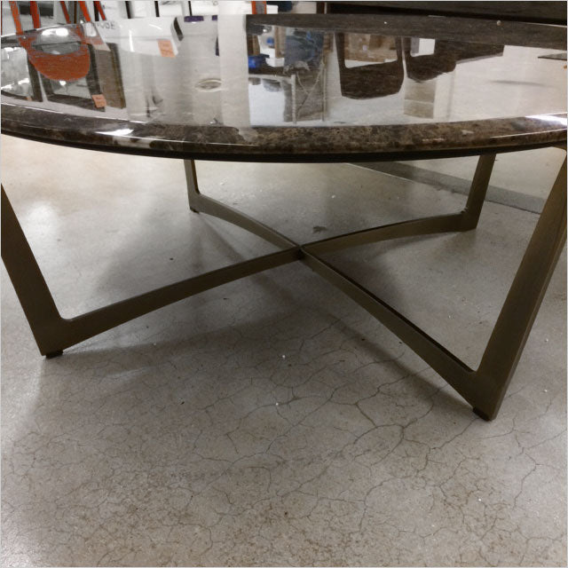 round marble top coffee table with bronze base