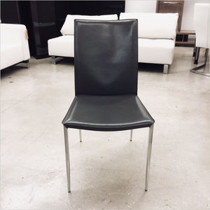 leather dining chair with metal legs